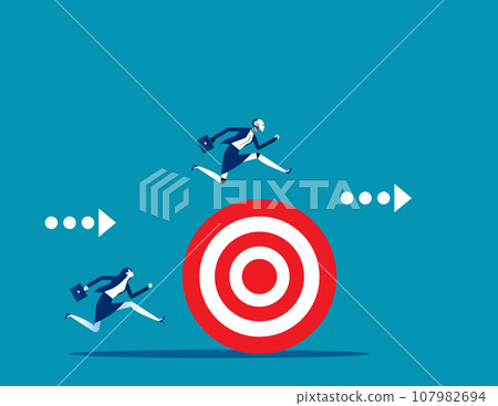 Robot move forward with goals. Business artificial intelligence concept Robot move forward with goals. Business artificial intelligence concept 107982694