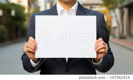 A man holding up a message (AI) 107982819