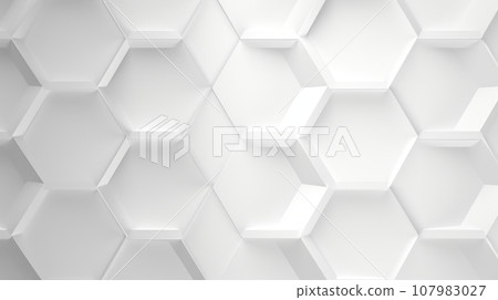 Abstract luxury white hexagon background with copyspace. Generative AI. 107983027