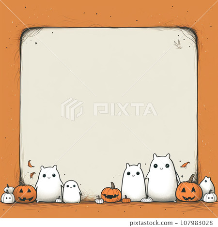 Cute Halloween card with copy space for your design. Halloween background. Illustration. Generative AI 107983028