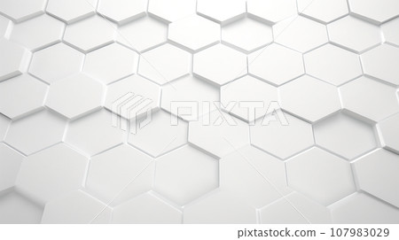Abstract luxury white hexagon background with copyspace. Generative AI. 107983029