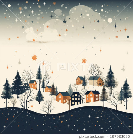 Cute christmas card with copy space for your design. Christmas background. Illustration. Generative AI 107983030