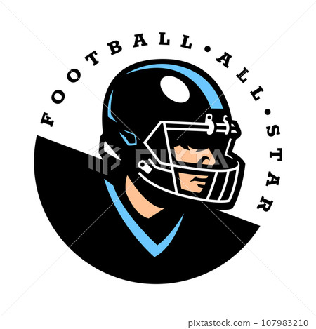 American football player in a helmet. Logo emblem. 107983210