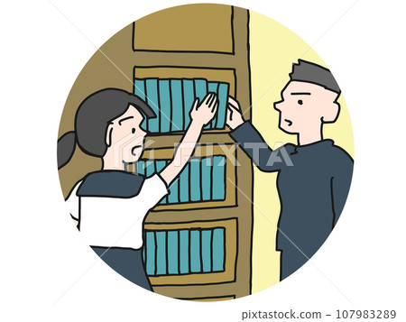 圖書館一次命運般的邂逅插畫 圖書館一次命運般的邂逅插畫 107983289