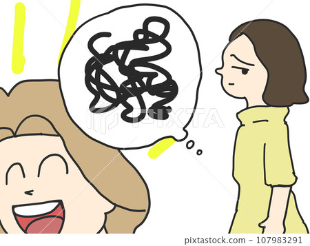 一個女人對大聲八卦的女人感到驚訝的插圖 一個女人對大聲八卦的女人感到驚訝的插圖 107983291