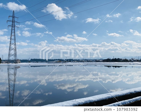 Uyuni salt flats in rice fields 107983392
