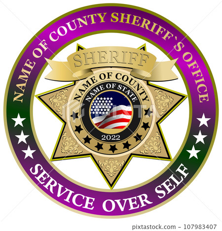 Sheriff's badge on a white background. 107983407