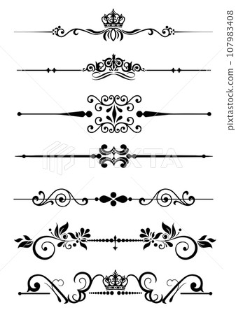 Collection of Ornamental Rule Lines in Different Collection of Ornamental Rule Lines in Different 107983408