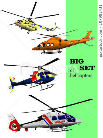 Big set of Helicopters. Vector 3d 107983431