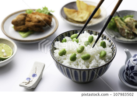 Edamame rice and Japanese side dishes Edamame rice Edamame rice Edamame rice and Japanese side dishes Edamame rice Edamame rice 107983502