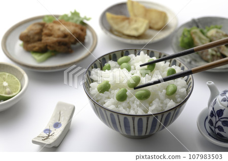 Edamame rice and Japanese side dishes Edamame rice Edamame rice Edamame rice and Japanese side dishes Edamame rice Edamame rice 107983503