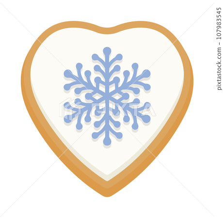 Vector illustration of ginger cookie cookie with heart-shaped snowflake pattern/December/Christmas/ 107983545