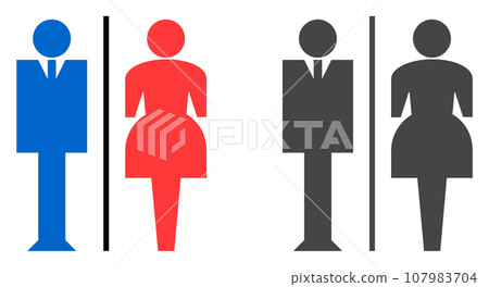 Illustration of a signboard displaying information about the men's restroom and women's makeup room Illustration of a signboard displaying information about the men's restroom and women's makeup room 107983704
