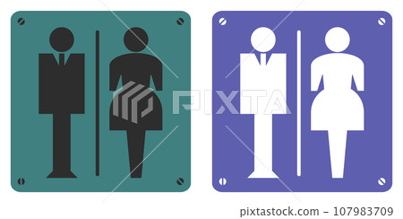 Illustration of a signboard displaying information about the men's restroom and women's makeup room Illustration of a signboard displaying information about the men's restroom and women's makeup room 107983709