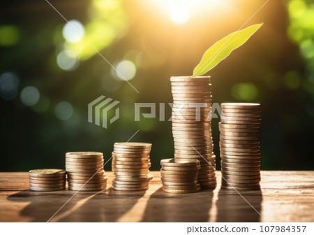 pile of silver coins stack and growing money graph on rows. Income, profits, finance, Investment, Interest and Saving money concept. AI Generative. pile of silver coins stack and growing money graph on rows. Income, profits, finance, Investment, Interest and Saving money concept. AI Generative. 107984357