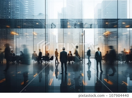 Business People Rush Hour Walking Commuting City Concept, Group of business people rushing in the lobby. AI Generative. 107984440