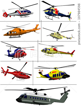 Set of nine Helicopters. 107984598