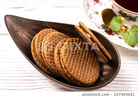 caramel sandwich biscuit caramel sandwich biscuit 107984681