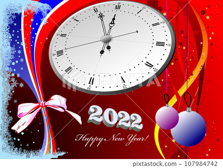 Greeting card for Merry Christmas or Happy New 2022 Year. 107984742