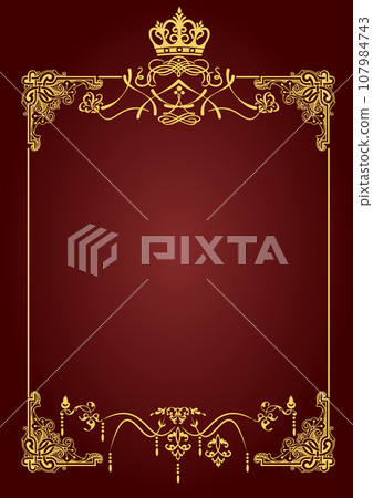 Gold ornament on dark background. Can be used as invitation card. 107984743