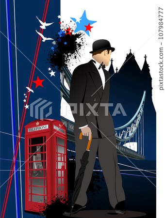 Cover for brochure with London images. Cover for brochure with London images. 107984777