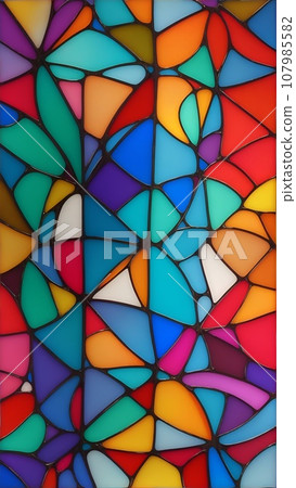 Colorful background material with stained glass motif 107985582