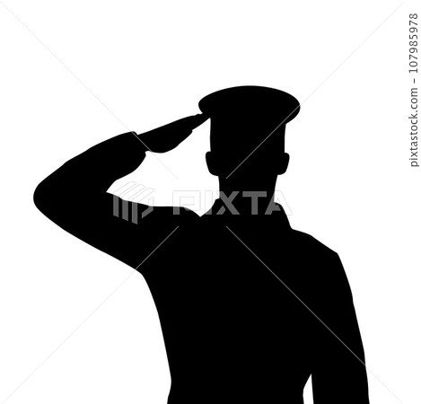 Salute soldier, silhouette of saluting army soldier, saluting male army soldier Salute soldier, silhouette of saluting army soldier, saluting male army soldier 107985978