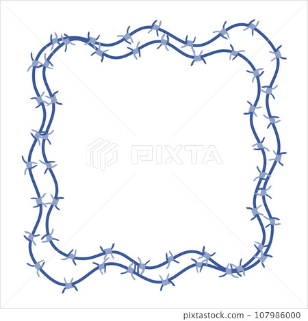 Sharp barbed wire fence barrier frame illustration 107986000