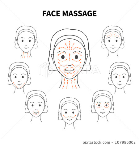 DIY face lifting sculpting massage lines illustration 107986002