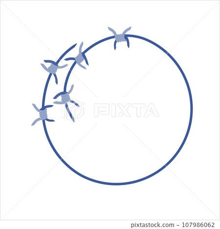 Sharp barbed wire fence barrier frame illustration 107986062