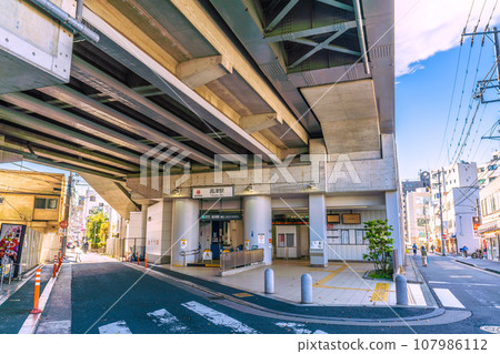 Kawasaki cityscape in Japan, overlooking Tokyu Corporation Takatsu Station (east exit), etc. 107986112