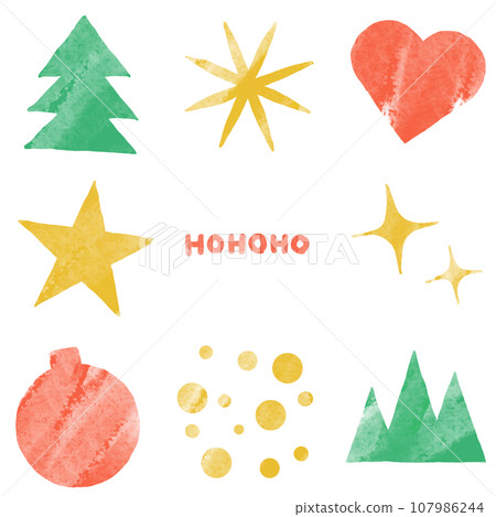 Christmas illustration shape material set watercolor touch Christmas illustration shape material set watercolor touch 107986244