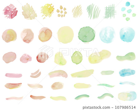 用水彩繪製的圓圈和抽象形狀的材料集 用水彩繪製的圓圈和抽象形狀的材料集 107986514