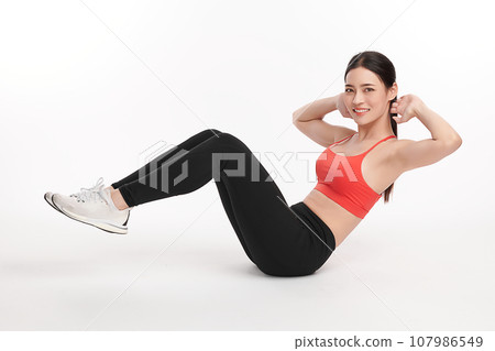 Beautiful young asian sport woman with sportswear ready for exercise on white background, Advertising sportswear and yoga wear, Healthy lifestyle, sport. Beautiful young asian sport woman with sportswear ready for exercise on white background, Advertising sportswear and yoga wear, Healthy lifestyle, sport. 107986549