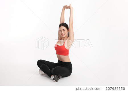 Beautiful young asian sport woman with sportswear ready for exercise on white background, Advertising sportswear and yoga wear, Healthy lifestyle, sport. Beautiful young asian sport woman with sportswear ready for exercise on white background, Advertising sportswear and yoga wear, Healthy lifestyle, sport. 107986550