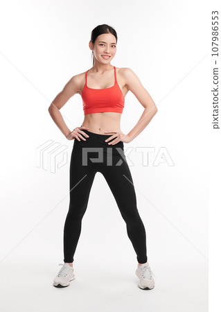 Beautiful young asian sport woman with sportswear ready for exercise on white background, Advertising sportswear and yoga wear, Healthy lifestyle, sport. Beautiful young asian sport woman with sportswear ready for exercise on white background, Advertising sportswear and yoga wear, Healthy lifestyle, sport. 107986553