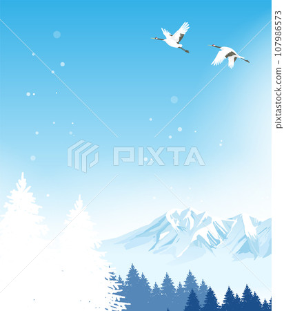 隆冬銀色世界風景插畫 隆冬銀色世界風景插畫 107986573