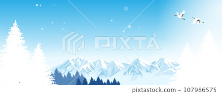 隆冬銀色世界風景插畫 隆冬銀色世界風景插畫 107986575