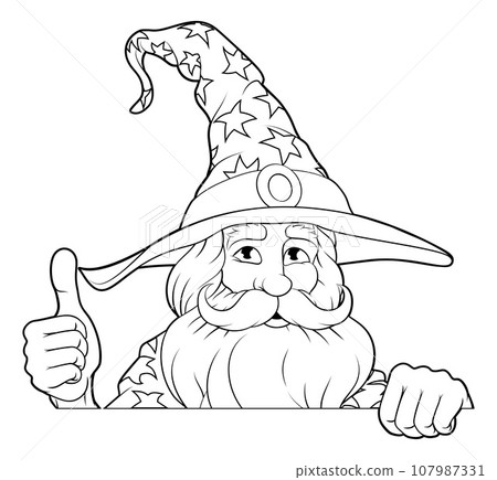 Wizard Merlin Cartoon Beard Magician Man Character 107987331