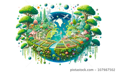 漂浮在空中的微型自然花園 - 生成人工智慧 漂浮在空中的微型自然花園 - 生成人工智慧 107987502