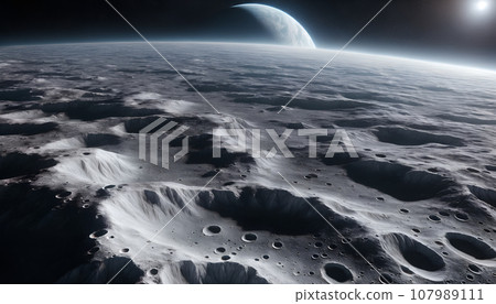 Earth seen from the moon surface AI generated image Earth seen from the moon surface AI generated image 107989111