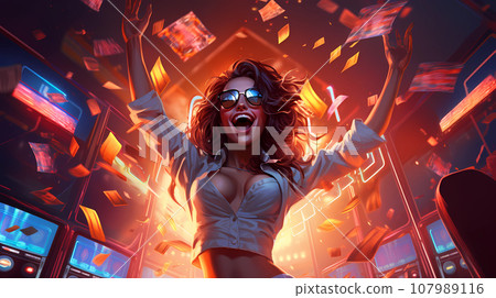 Illustration of entertainment and gambling in a luxury casino Illustration of entertainment and gambling in a luxury casino 107989116