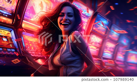 Illustration of entertainment and gambling in a luxury casino 107989140