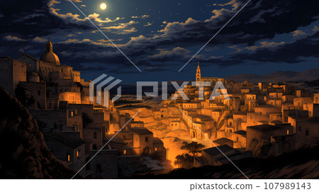 Illustration of beautiful view of Matera, Italy Illustration of beautiful view of Matera, Italy 107989143