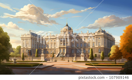 Illustration of beautiful view of the city of Madrid, Spain Illustration of beautiful view of the city of Madrid, Spain 107989146