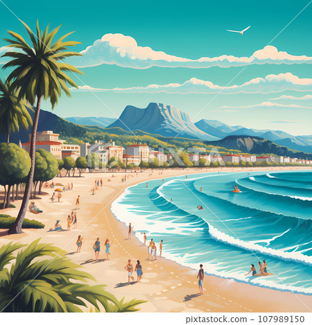 Illustration of beautiful view of Mallorca island, Spain 107989150