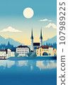 Illustration of beautiful view of Lucerne, Switzerland 107989225