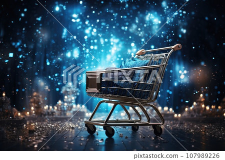 Shopping cart, Sale on black friday concept. Generative AI Shopping cart, Sale on black friday concept. Generative AI 107989226