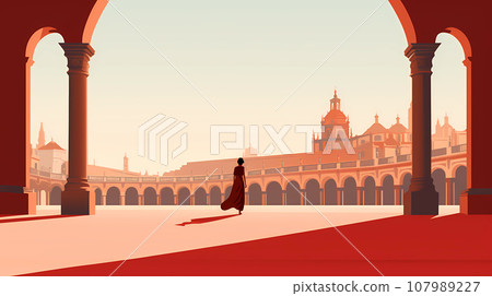 Illustration of beautiful view of the city of Sevilla, Spain Illustration of beautiful view of the city of Sevilla, Spain 107989227