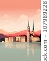 Illustration of beautiful view of Lucerne, Switzerland 107989228